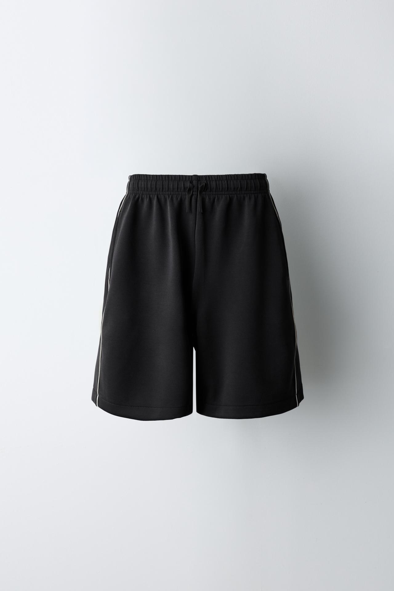 ATHLETIC SHORTS WITH CONTRAST PIPING — Charcoal