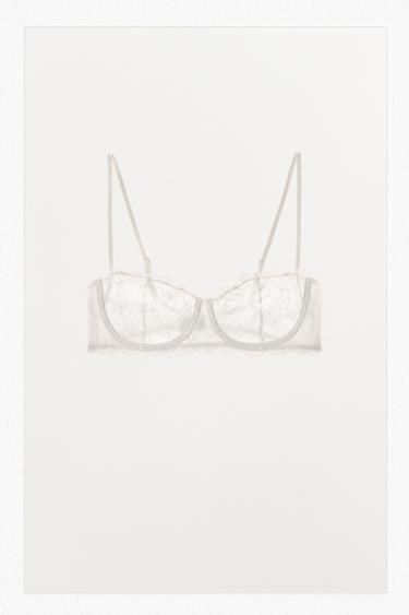UNDERWIRED LACE BRA - Oyster-white by Zara