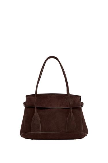 BOLSO PIEL SERRAJE CITYBAG - Marrón de Zara