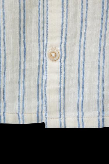 HEMD MIT STREIFEN UND STRUKTURMUSTER - Cremefarben / Blau von Zara