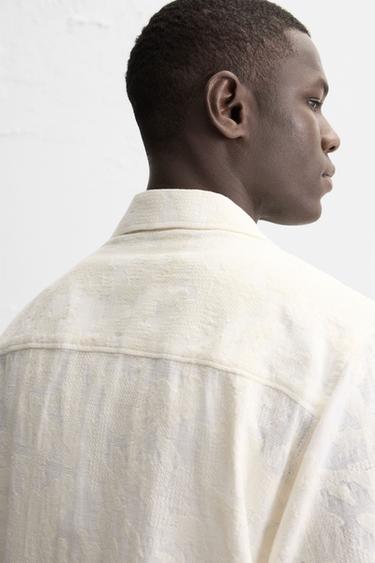 FLORAL JACQUARD SHIRT - Ecru by Zara - Image 5