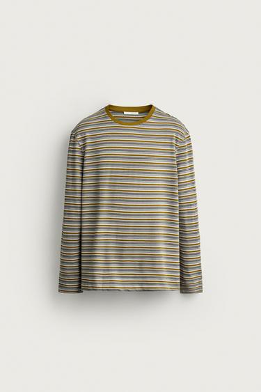 KAMISETA REGULAR FIT JACQUARD MARRADUNA - Oliba kolorea, Zara-rena
