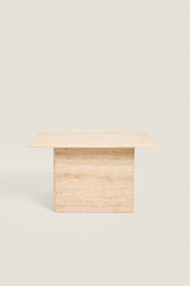 TRAVERTINE MARBLE SIDE TABLE - Ecru / Beige by Zara - Image 2