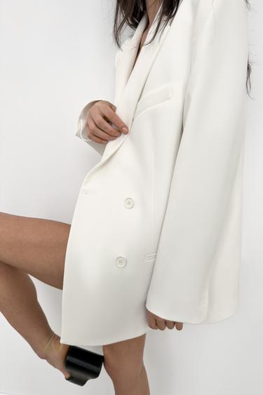 VESTE OVERSIZE À BOUTONNAGE CROISÉ - Blanc cassé de Zara - Image 2