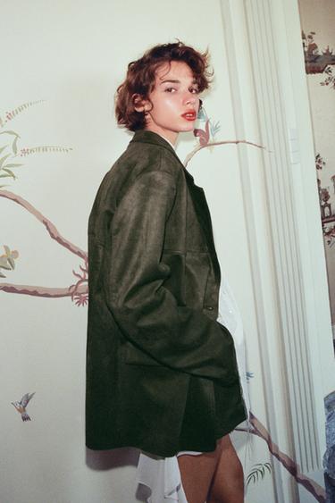 FAUX SUEDE BLAZER - Moss green by Zara - Image 3