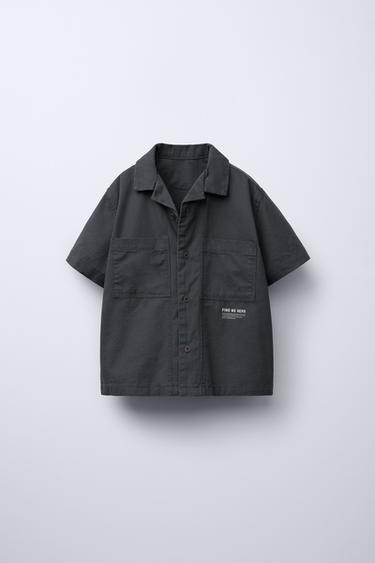 TECHNICAL SLOGAN SHIRT - Anthracite grey by Zara - Image 0
