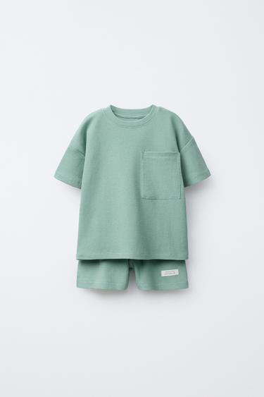AGES 6-14/ PLAIN TEXTURED PYJAMAS - Green by Zara