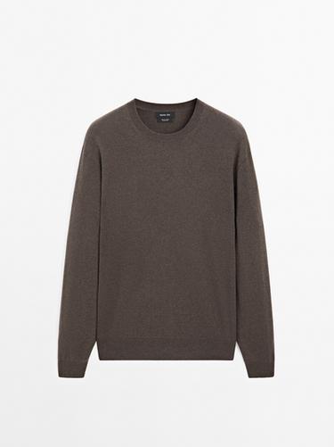 Zara Cashmere knit sweater with a crew neck - Light whiskey
