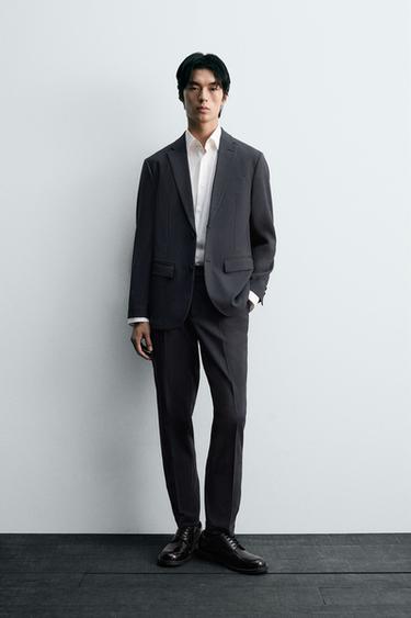 CHECK SUIT TROUSERS - Navy blue by Zara