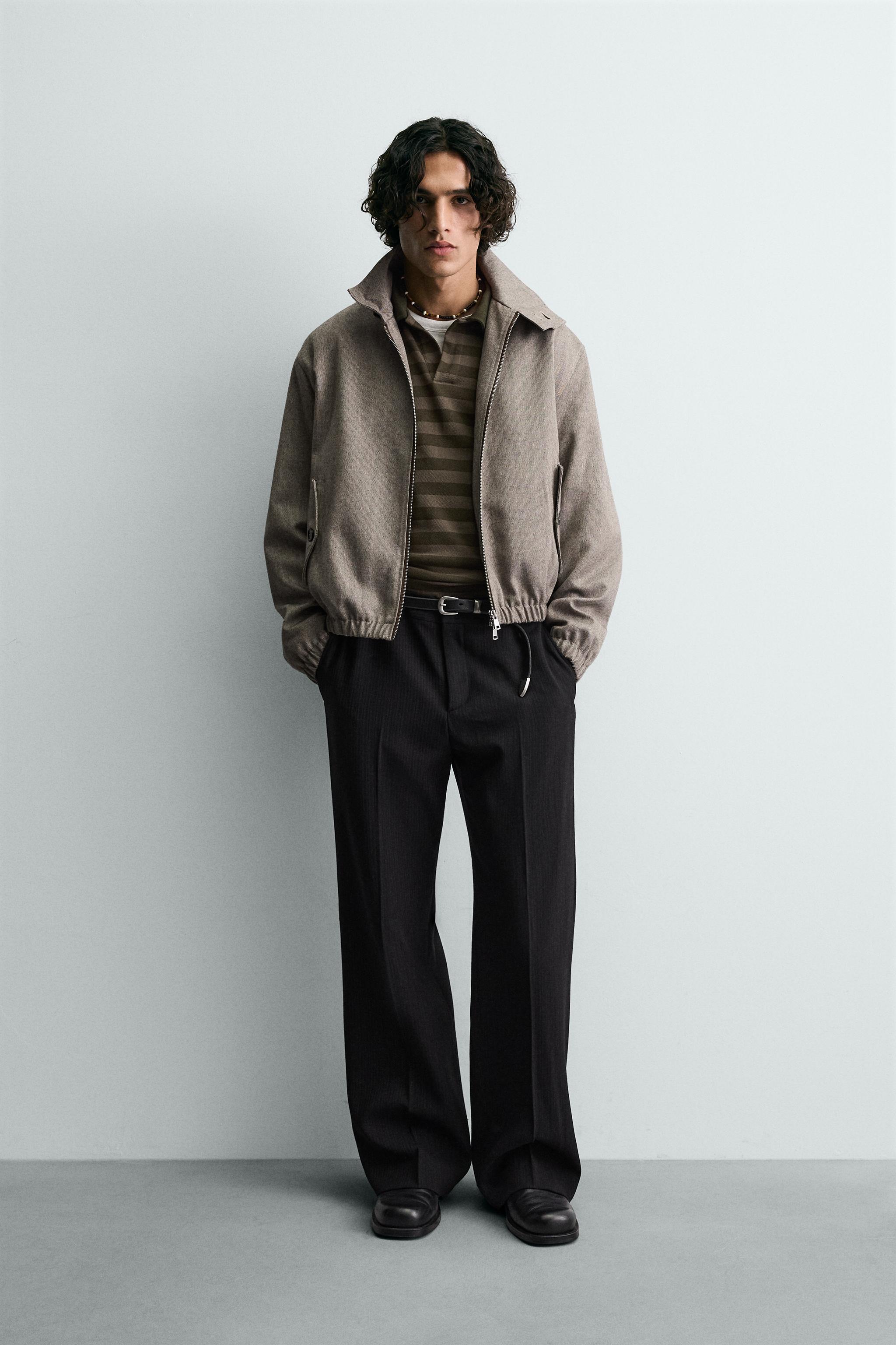 クロップド丈ヘリンボーンテクスチャー素材ジャケット - ミンクマール