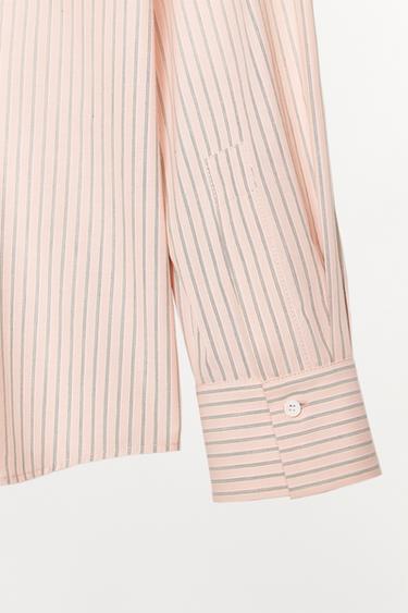CHEMISE EN COTON RAYÉ - Rose / Blanc de Zara - Image 4
