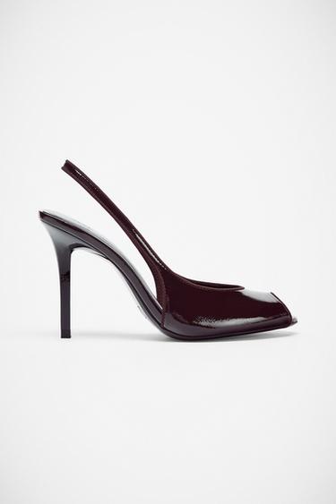 FAUX PATENT SLINGBACK SHOES - Brown by Zara