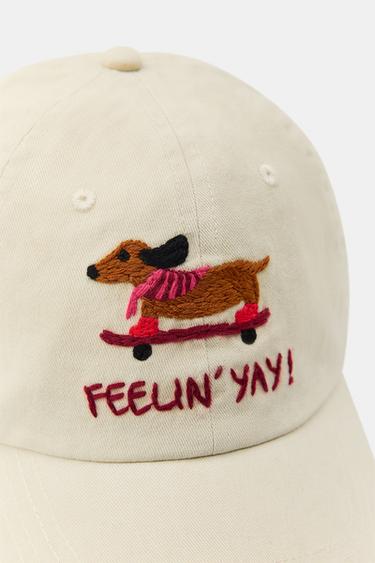 TWILL CAP WITH EMBROIDERED DACHSHUND ON SKATEBOARD - Beige by Zara - Image 3