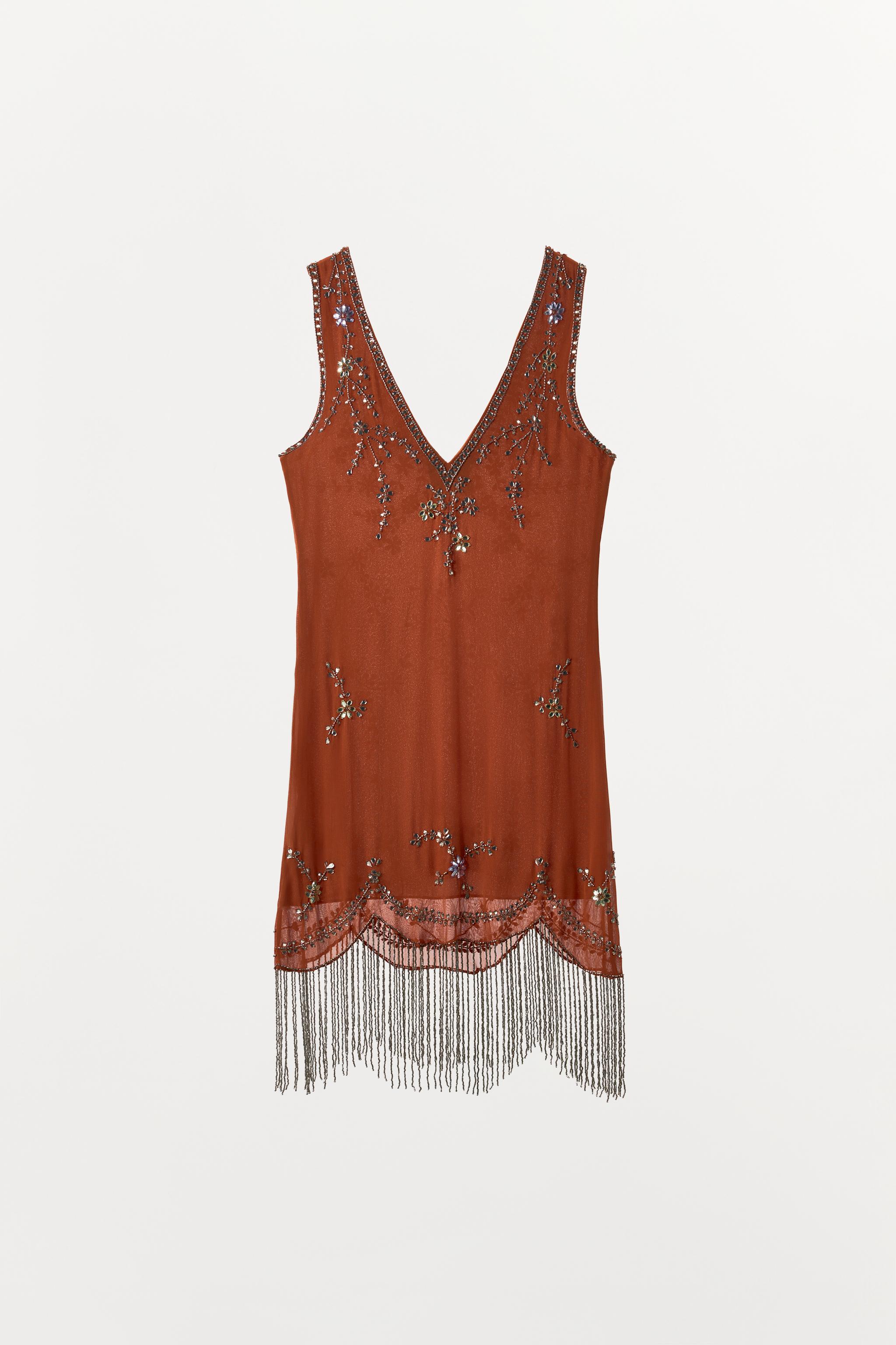 ROBE MIDI AVEC FANTAISIE ET FRANGES