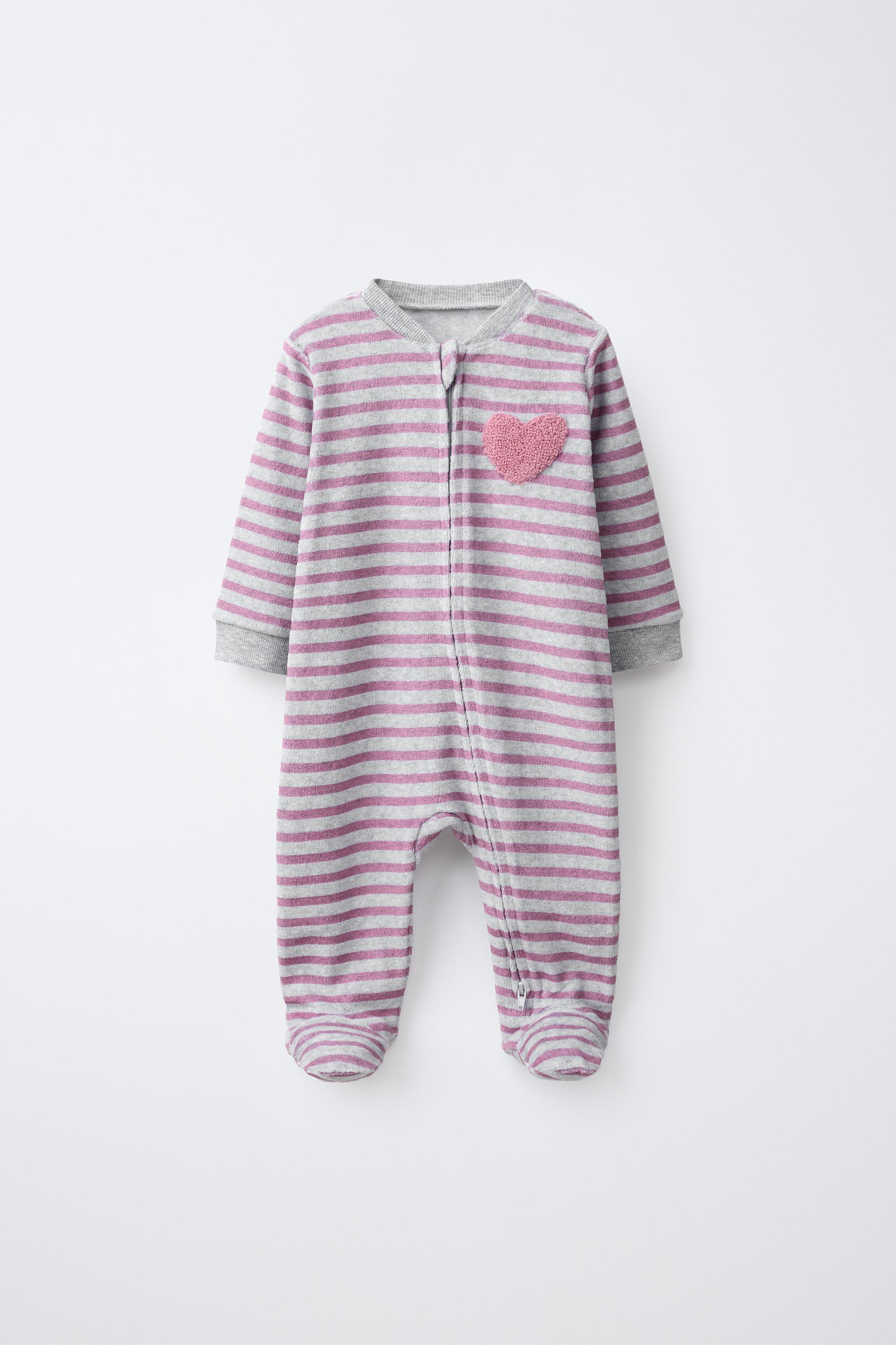 PIJAMA ENTERO RAYAS VELOUR BORDADO