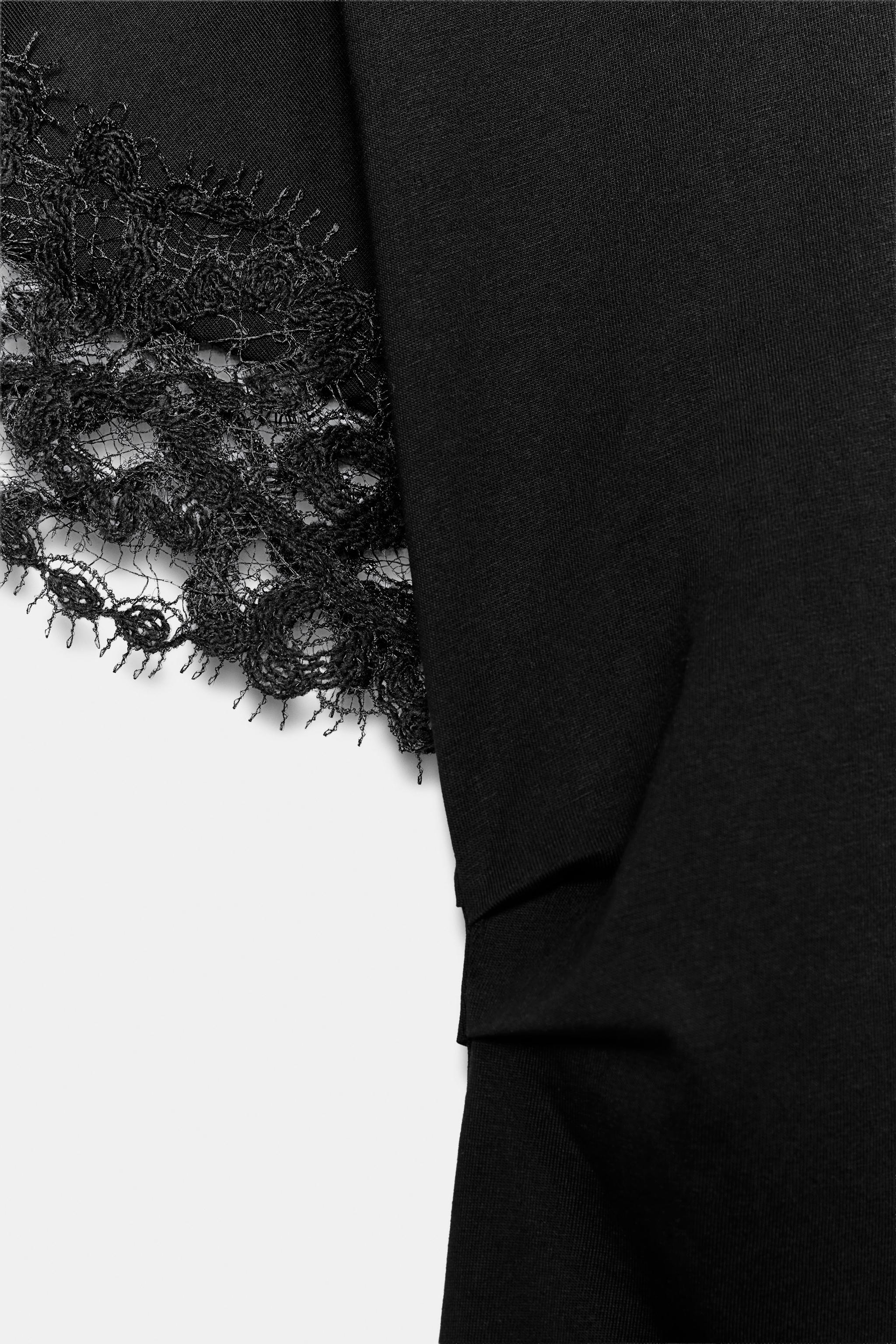 Женские футболки Zara ASYMMETRIC LACE T-SHIRT — фото 9