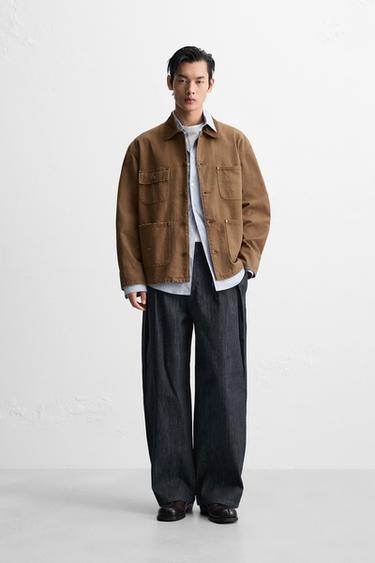 PLEATED WIDE-LEG JEANS - Indigo by Zara