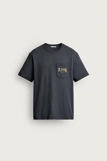EMBROIDERED POCKET T-SHIRT — Faded navy 1