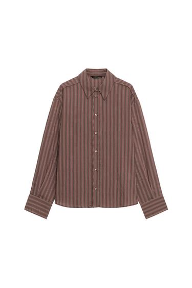 CAMISA FLUIDA RAYAS - Marrón / Crudo de Zara