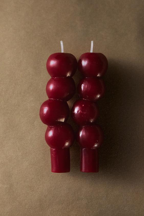 DECORATIVE CHRISTMAS SPHERE CANDLE (PACK OF 2) - Red by Zara - Image 0