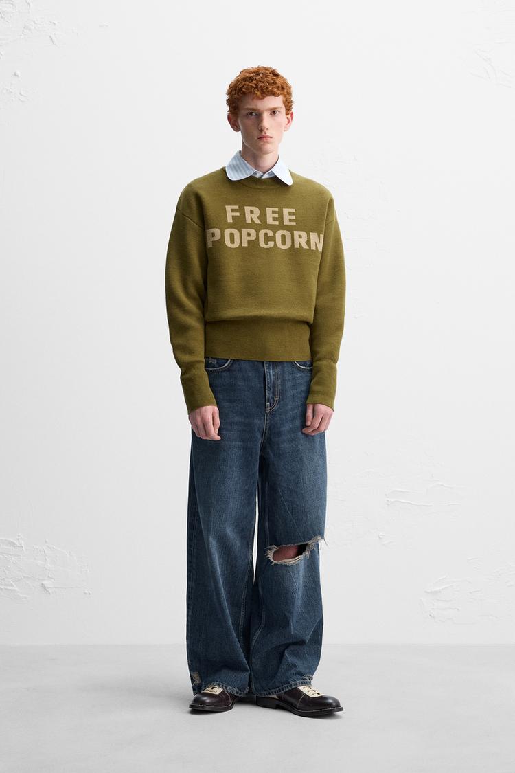 TEXT SWEATER X HARRY LAMBERT - Olive green | ZARA Turkey