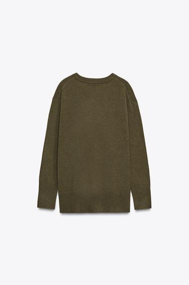 100% WOOL OVERSIZE SWEATER - Hunter green by Zara - Image 5