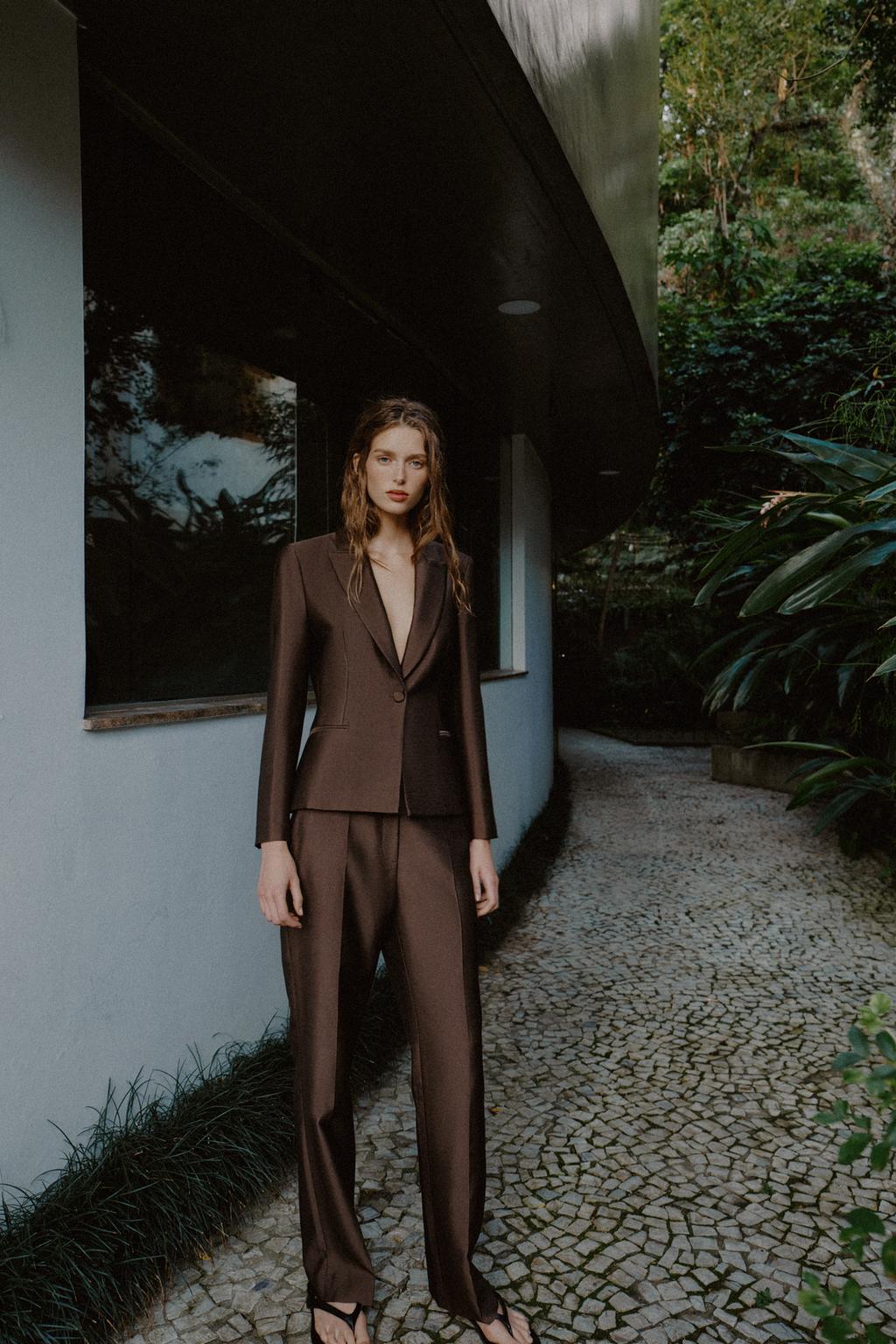 SATIN EFFECT TAILORED BLAZER - image 2