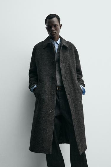 MANTEAU AVEC LAINE TEXTURÉE - Gris foncé de Zara - Image 5