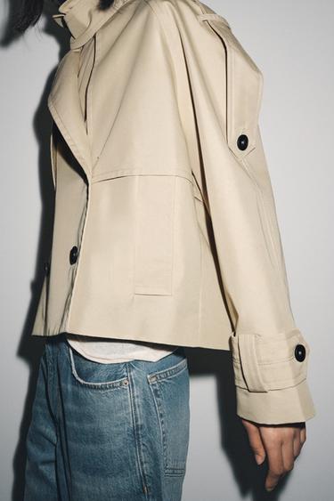 ZW COLLECTION WATER-REPELLENT SHORT TRENCH COAT - Light beige by Zara