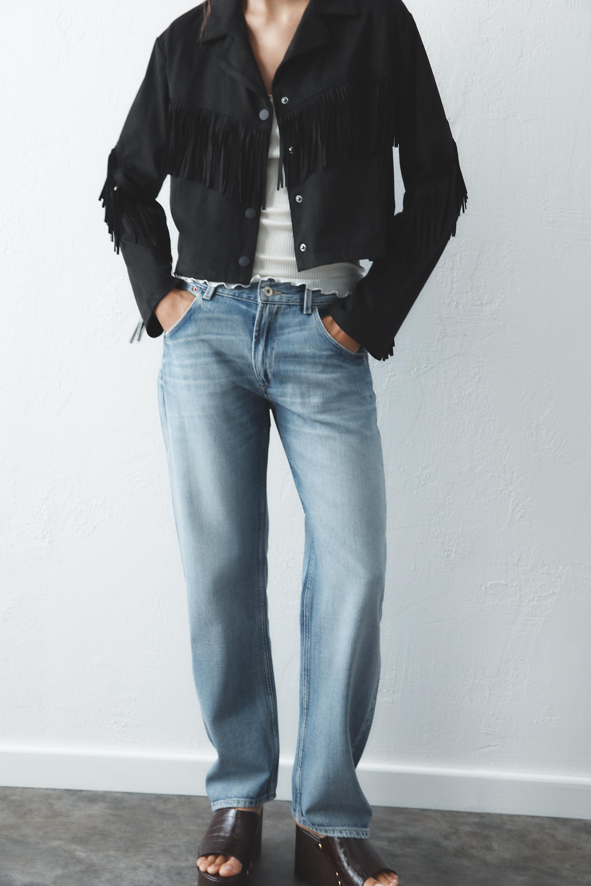 TRF STRAIGHT BELT LOOP MID-WAIST JEANS - Blue | ZARA New Zealand