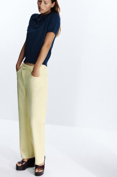 JEANS Z.09 STRAIGHT ANKLE HIGH-WAIST CROSSOVER WAIST - Yellow by Zara
