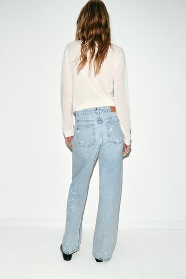 Z1975 LOOSE mid-waist PAINT-EFFECT JEANS - Light blue by Zara - Image 2