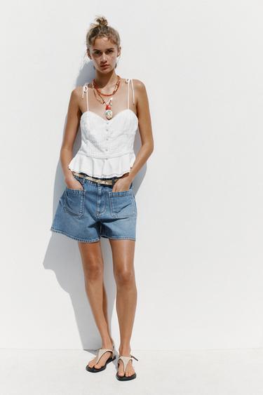 ROMANTIC TOP WITH PINTUCKS IN A LINEN BLEND - White by Zara