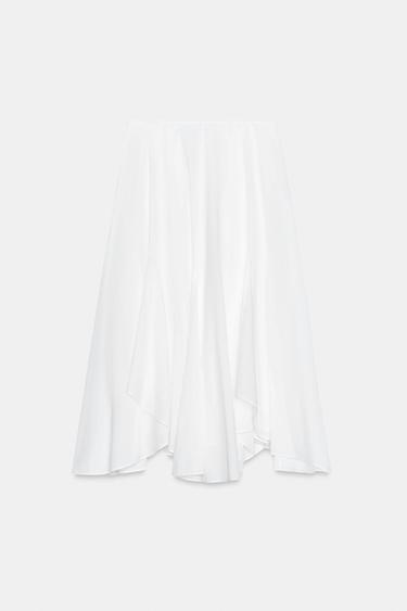ZW COLLECTION ASYMMETRIC FLOWING SKIRT - White by Zara - Image 1