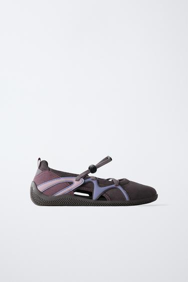 Zara 綁帶運動芭蕾鞋 - 灰色