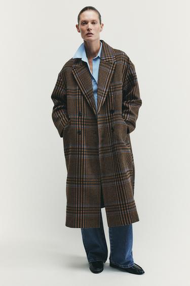 OVERSIZED CHECK COAT - Multicoloured by Zara