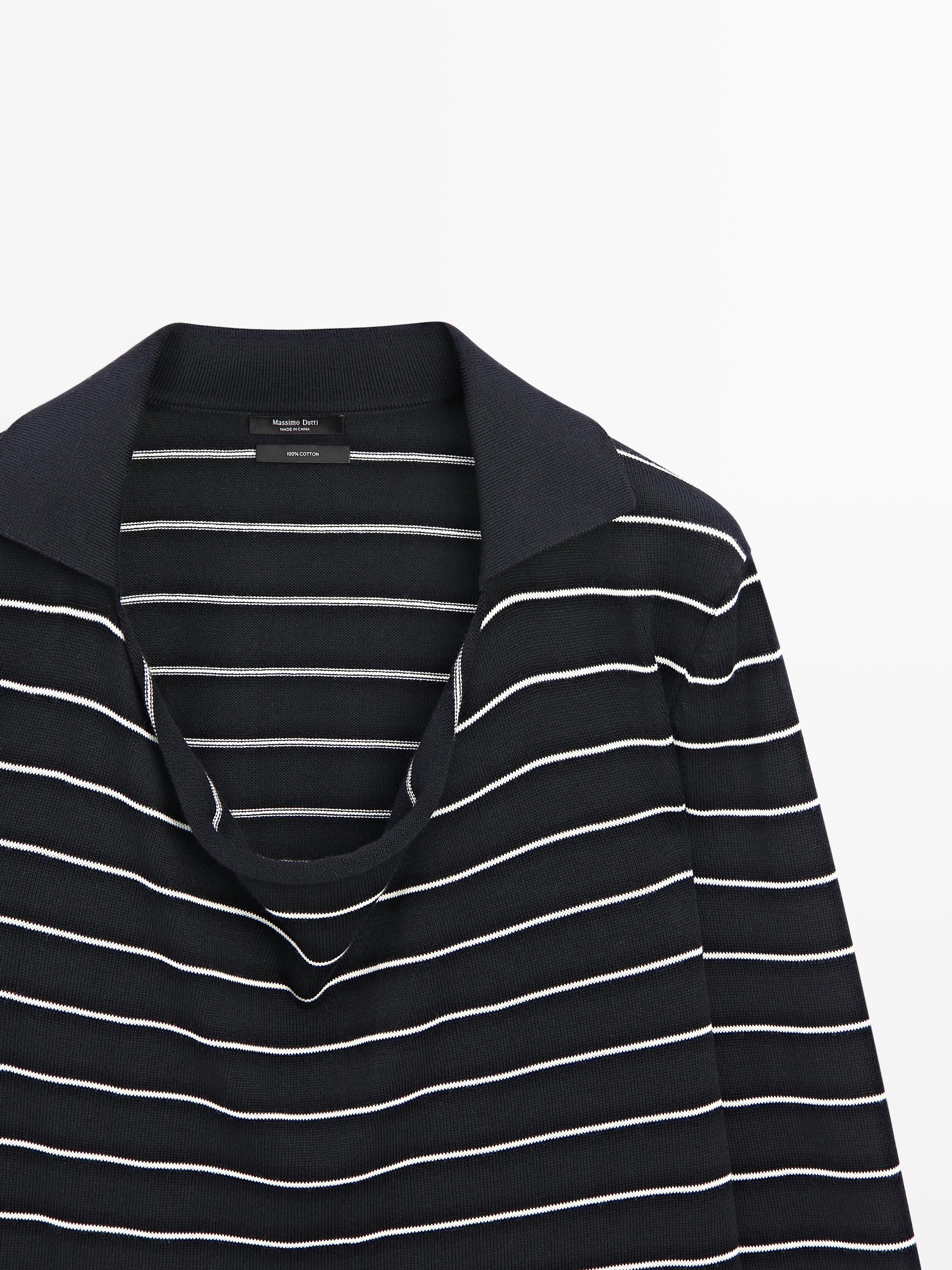 Polo rayé en maille de coton