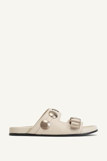 LTHR STDD SNDLS 14 - Ecru White by Zara