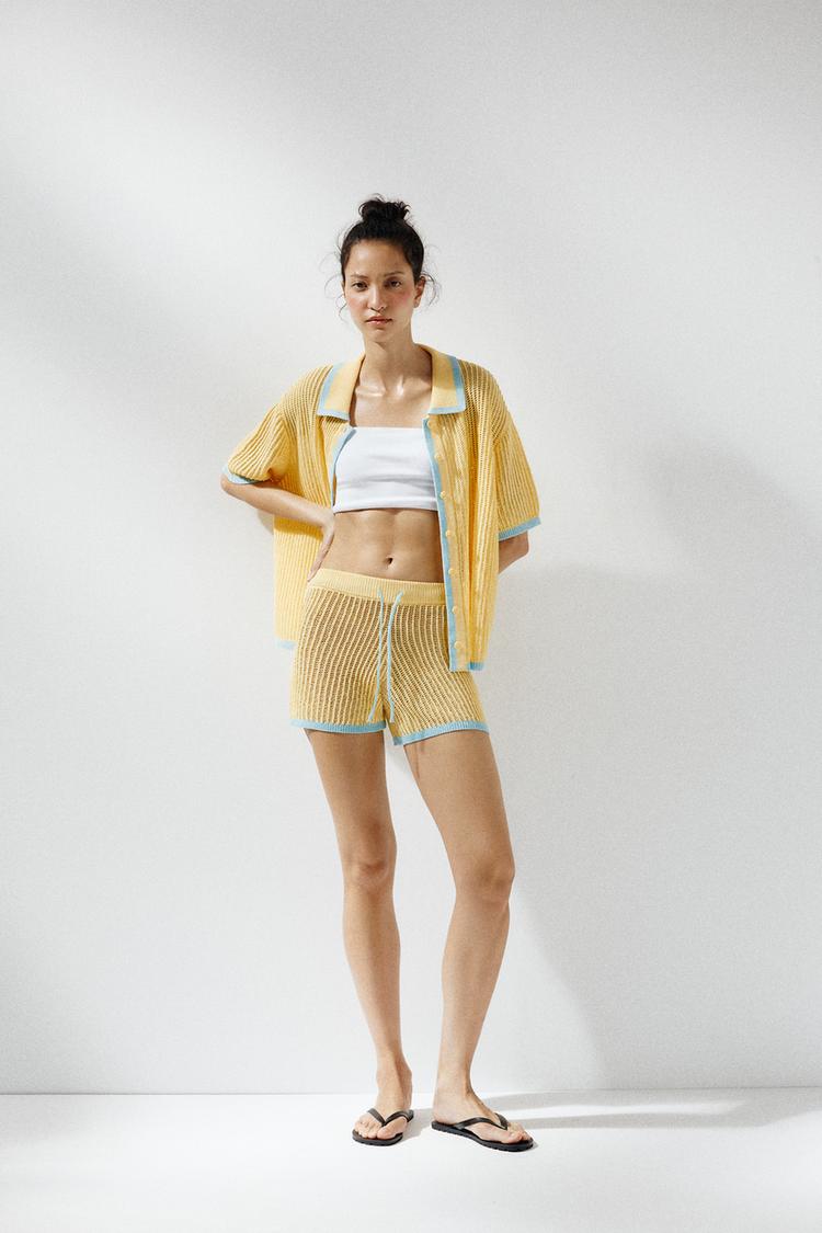 Shorts Zara Knit Cardigan Set KNIT SHORTS - Main Image