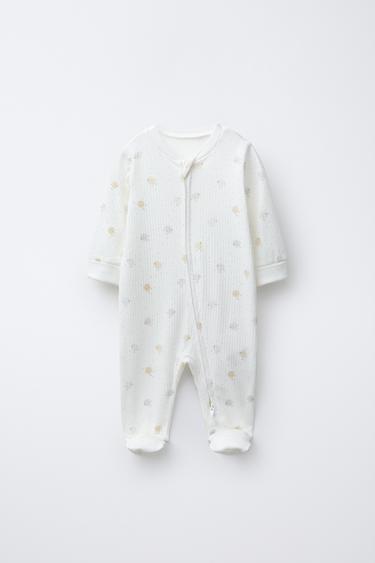 CHICK PRINT CONVERTIBLE FOOT SLEEPSUIT - Ecru by Zara