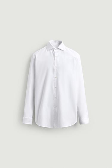 SLIM FIT SHIRT WITH CUFFLINKS - White by Zara