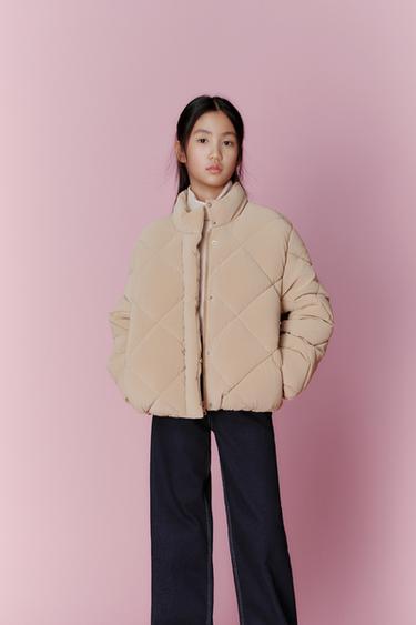 고무 패딩 점퍼 - Zara 미디움 카멜