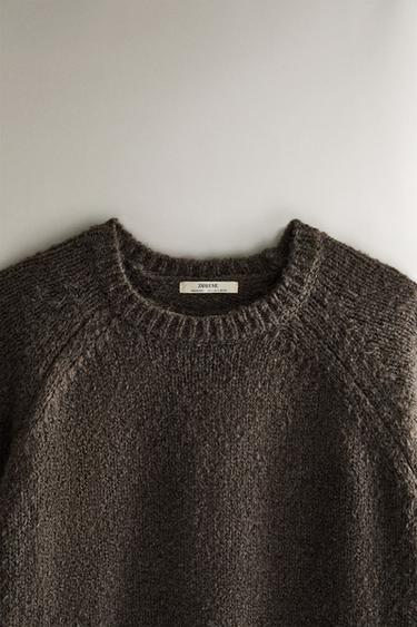 KNIT SWEATER - Grey / Tan by Zara - Image 1