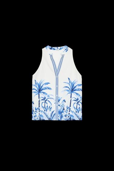 BLUSA ESTAMPADO TROPICAL - Crudo / Azul de Zara