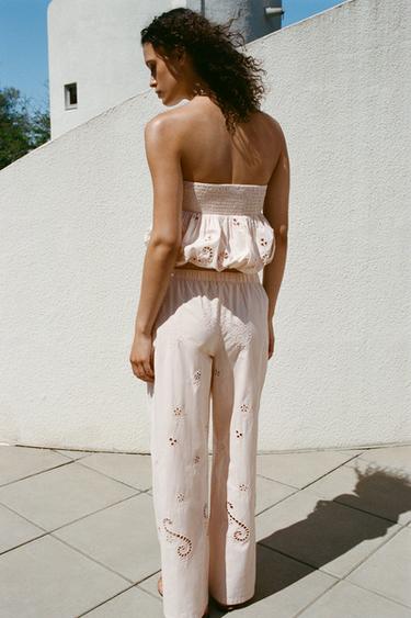 EMBROIDERED PYJAMA TROUSERS - Pale pink by Zara