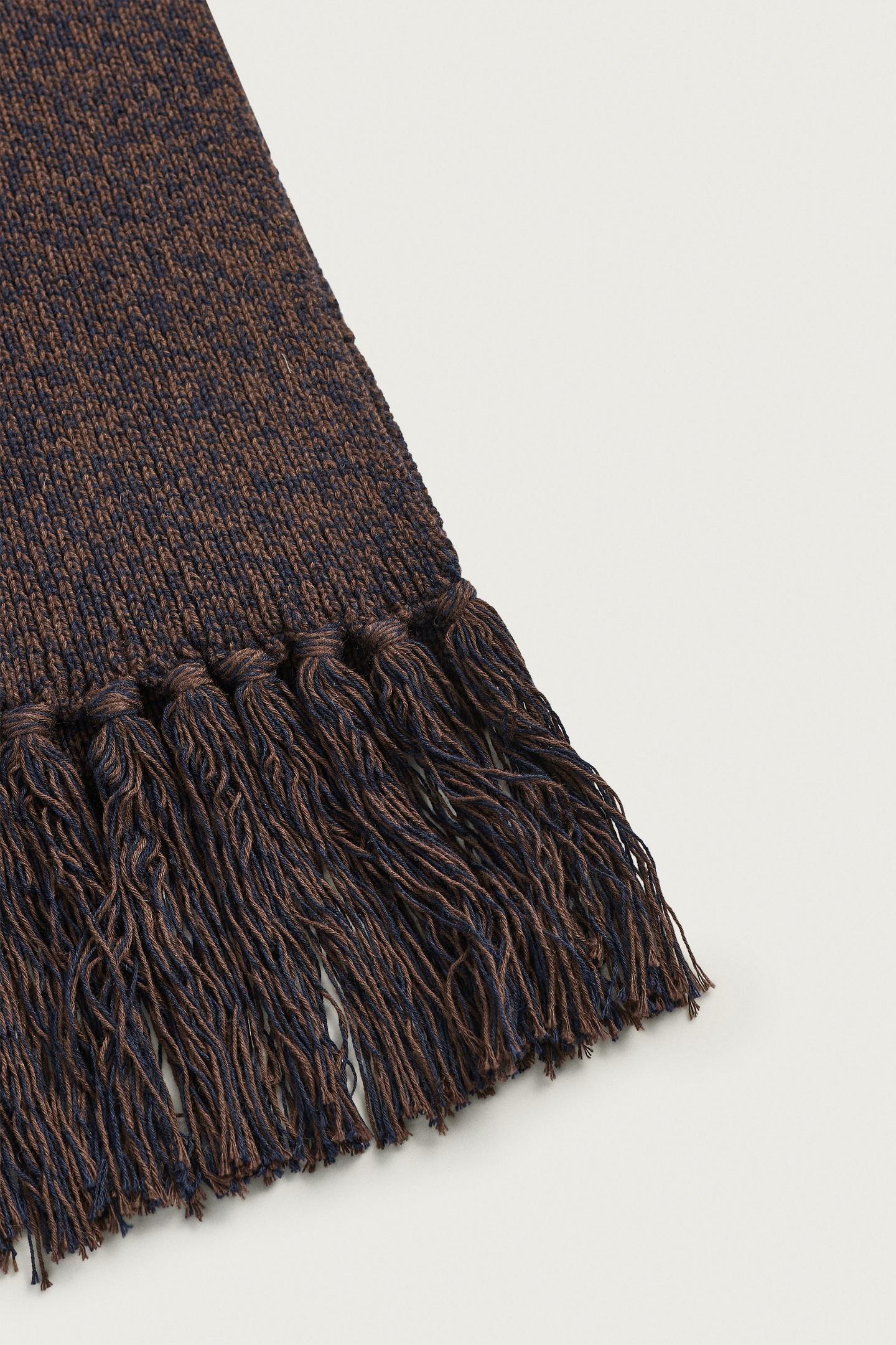 Мужской шарф Zara Cotton-Wool Knit, цвет: Коричневый меланжевый — фото 5