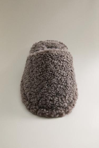 Zara FAUX SHEARLING MULE SLIPPERS - Gray