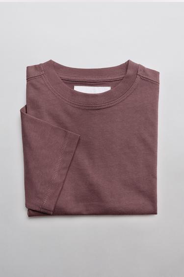 PLAIN MEDIUM WEIGHT T-SHIRT - Aubergine by Zara