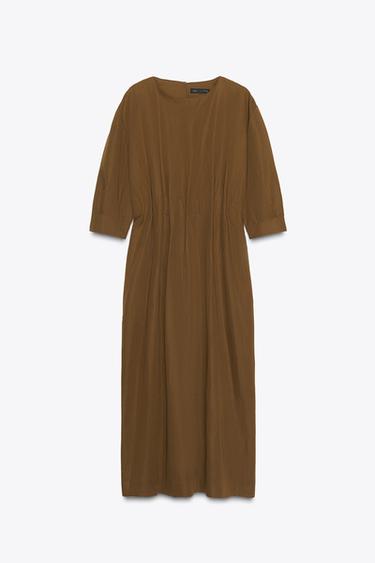 ZW COLLECTION PLEATED MIDI DRESS - Ochre by Zara