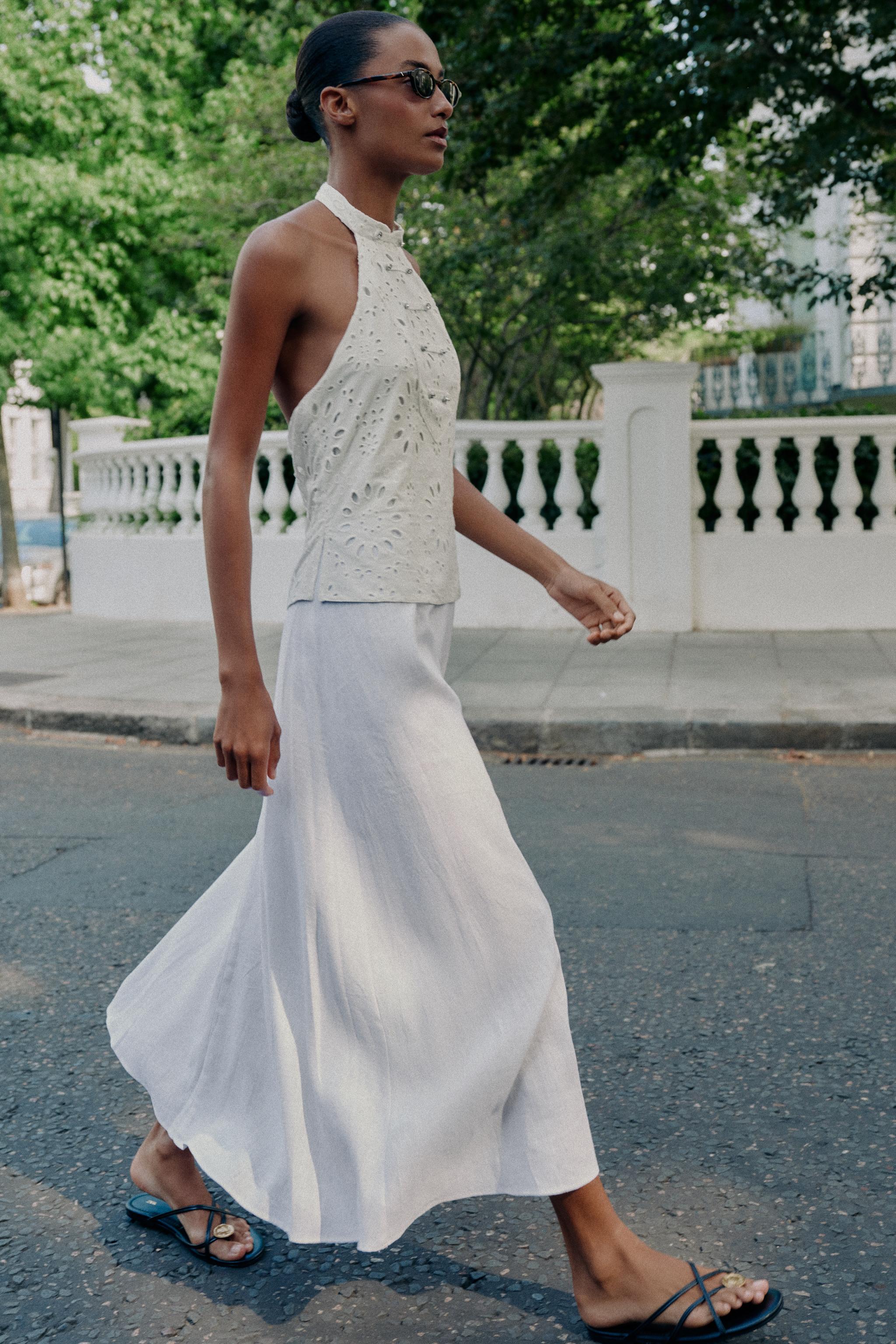 COMBINED OPENWORK EMBROIDERED DRESS
